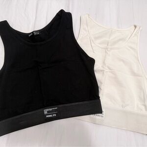 SHEIN Black and White Crop Tank Top Set
